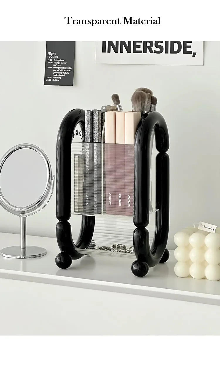 Description Picture 4 of itemMakeup Brush Storage Bucket Display Cosmetic Skincare Transparent Clear Pen Holder Acrylic Table Bathroom Office Desk Stationery