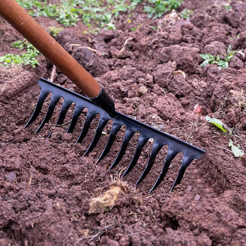 Description Picture 3 of itemLeaf Rakes for Lawns Heavy Duty Garden Rake Lawn Tools Thatch Rake Dethatcher Rake Metal Garden Hoe Gardening Rake for Loosening