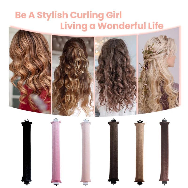 Description Picture 4 of item3pcs Heatless Curling Set No Heat Hair Rollers Curlers Sleeping Curling Rod Headband Soft Flexi Rods With Hook Hair Styling Tool