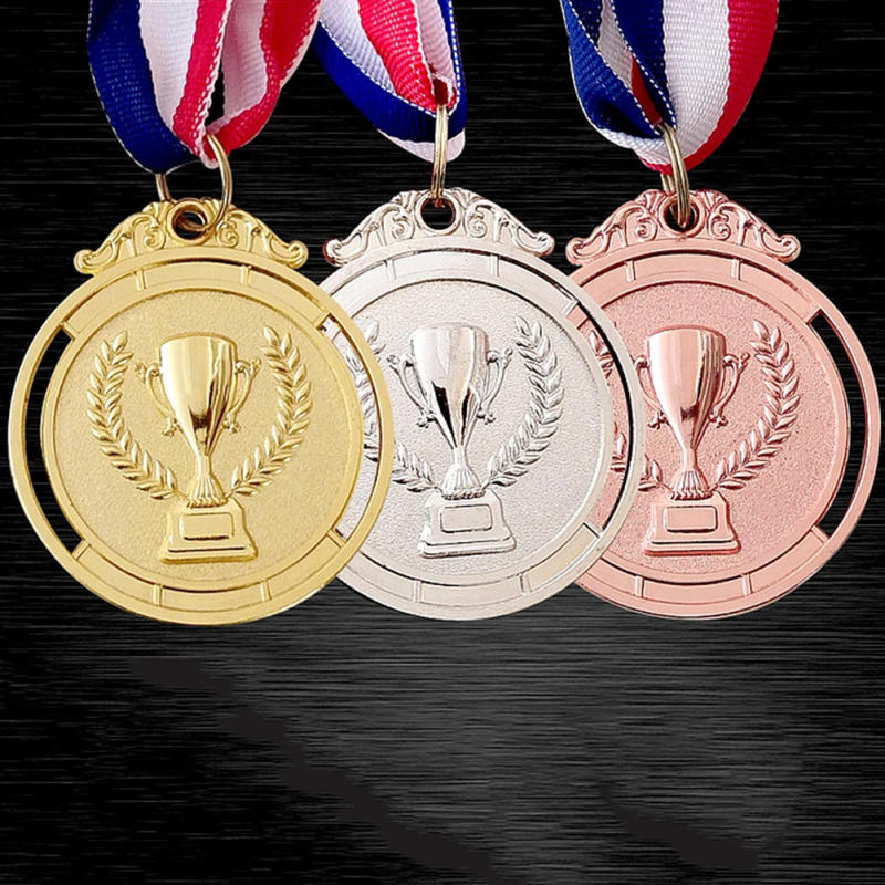 Description Picture 5 of item3/2/1PCS Metal Award Medals with Neck Ribbon Gold Silver Bronze Prizes Award Medal for Sports Competition Games Souvenir Gifts