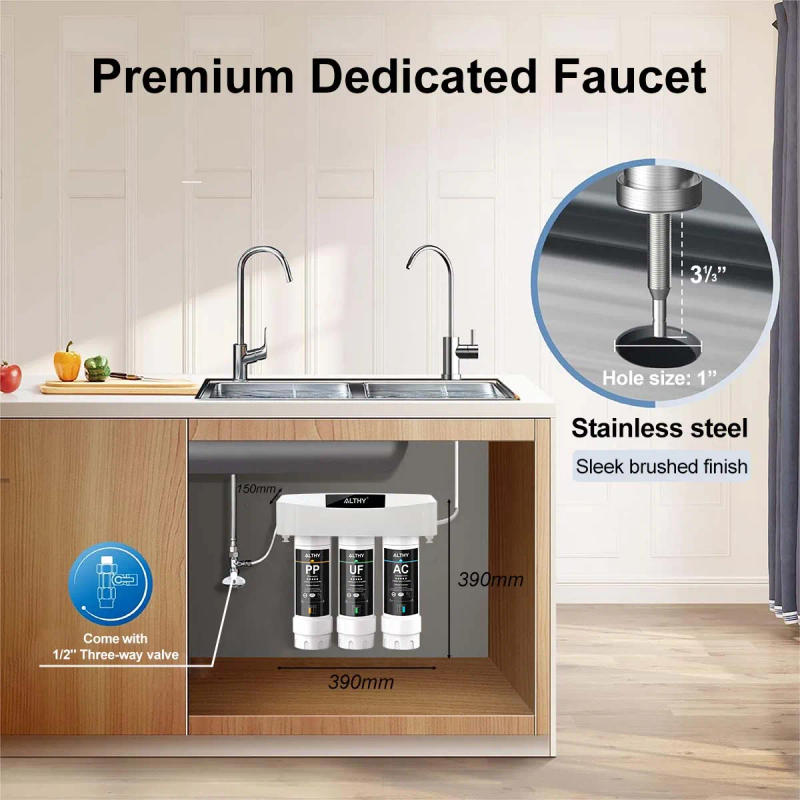 Description Picture 2 of itemALTHY Under Sink Drinking Water Filter Purifier Ultrafiltration System, 3 Stage ,Remove Lead, Chlorine, Bacteria & Bad Taste