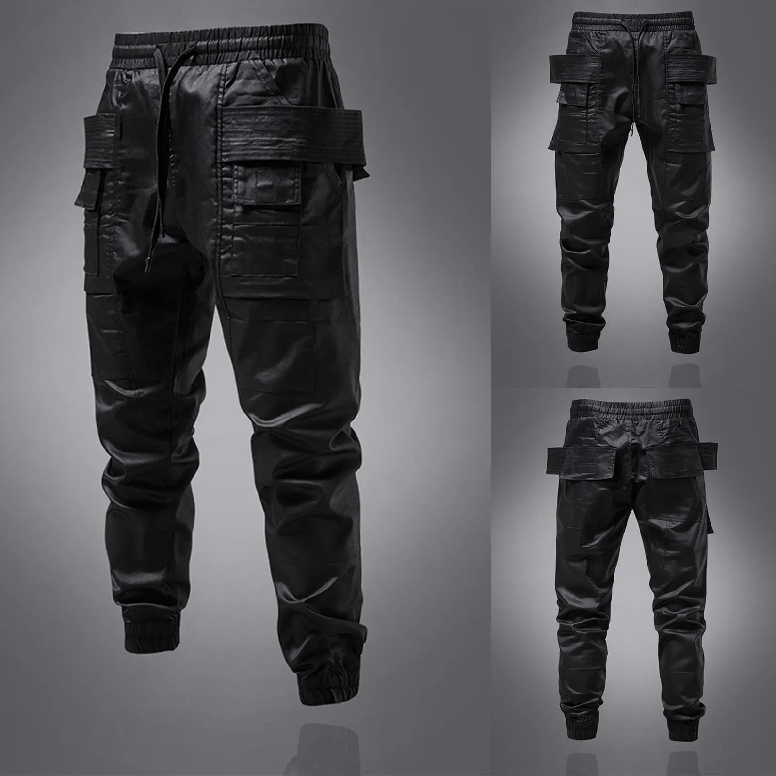 Description Picture 2 of itemPunk Pants Multi Pockets Cargo Pants Joggers Men Black Techwear Harajuku Hip Hop Streetwear Trousers Fashion Beach Pocket Pants