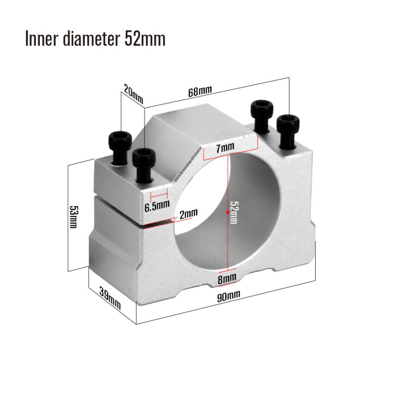 Description Picture 2 of item52mm 56mm 65mm 80mm Aluminum Spindle Clamp Motor Bracket  for CNC Engraving Router Machine ame diameter Connector