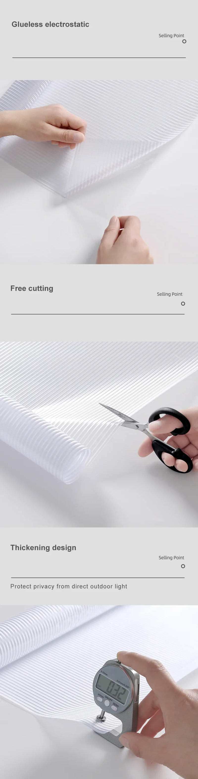 Description Picture 5 of itemMul-size Simple Style Moru Static Pvc Glass Decorative Window Film for House Stained Glass Vinyl Translucent Window Stickers