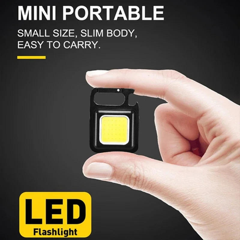 Description Picture 4 of itemPortable Keychain Light Mini Multifunctional Camping Flashlight USB Rechargeable Work LED Bright COB Pocket Clip Lantern 1-10Pcs