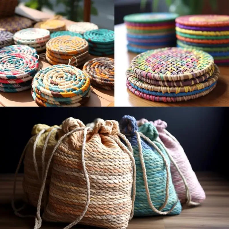 Description Picture 6 of item100M/Roll Natural Raffia Straw Yarn For Knitting Crocheting Paper Threads DIY Hand-Knitted Sunhat Bag Party Gift Wrapping Rope