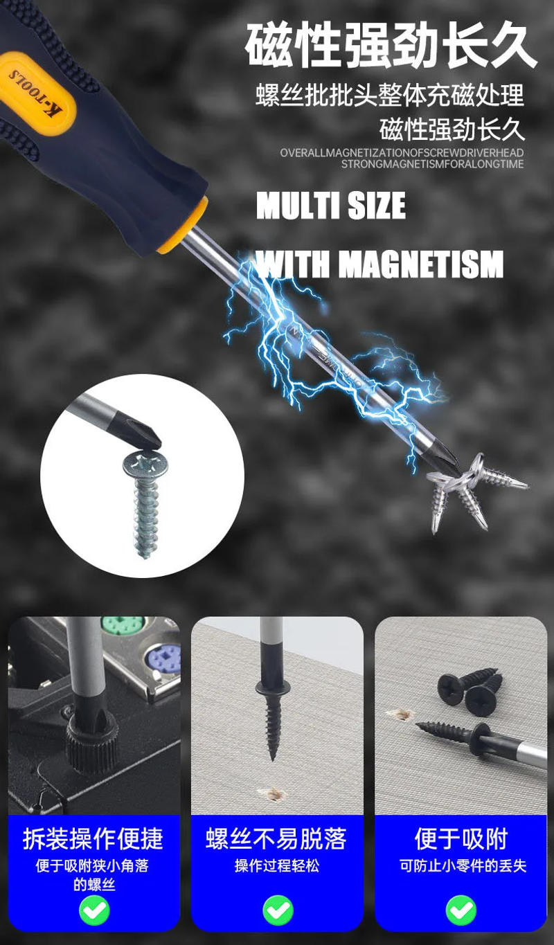 Description Picture 2 of item3*150-6*150mm PH0 PH1 PH2 Phillips Screwdriver 3MM 5MM 6MM Slotted Screw Driver Multifunctional Magnetic Cross Bolt Driver Tools