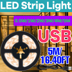 LED Closet Light Strip USB Kitchen Wardrobe Under Cabinet Lamp Bar 5V Stairs Bedside Pantry Night Lighting Tape Paste Cuttable