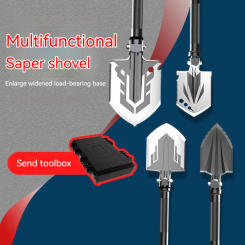 Multifunctional camping shovel, made of 3CR13 stainless steel, with storage box, wilderness survival/camping/fishing/garden tool