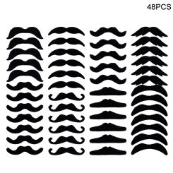 48pcs Funny Mustache Wedding Birthday Party Photobooth Props Kids Pirate Party Costume Cosplay Fake Beard Halloween Decoration