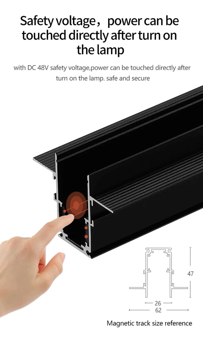 Description Picture 6 of itemPNY High Quality Smart Dimmable 48v led Magnetic Track Lighting System Folding Grille Lamp Magnetic Spotlight Tuya ZigBee DALI