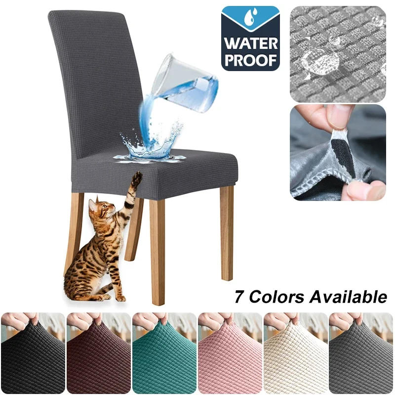 Description Picture 2 of itemSoft Cheap Waterproof Chair Covers Solid Colours Chair Cover Stretch Elastic Office Chair Banquet Furniture Protector Home Decor
