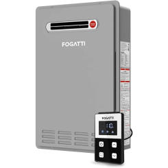 Propane Gas Tankless Water Heater - Outdoor Installation 8.1 GPM, Gray Instant Hot Water Heater
