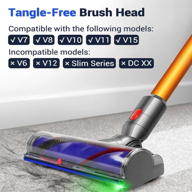 Description Picture 2 of itemDirect Drive Suction Head For Dyson V7 V8 V10 V11 V15 Vacuum Cleaner Direct LED dust indic Drive Cleaner Head Turbine Floor