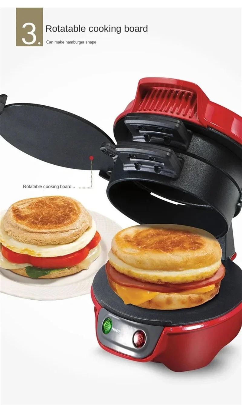 Description Picture 5 of itemMini Burger Sandwich Maker Machine Electric 110V 220V Bread Grill Baking Toaster Pancake Pan for Home Kitchen Breakfast Maker