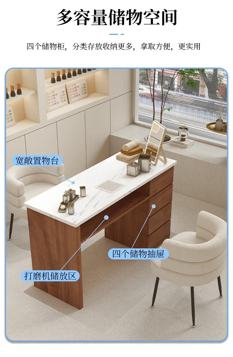 Description Picture 5 of itemNail Table Marble Salon Tables Manicure Nails Desk Makeup Storage Organizer Professional Designer Hair Nageltisch Furniture