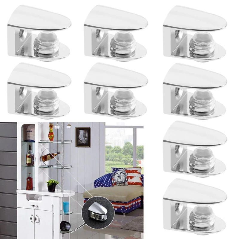 Description Picture 2 of item8Pcs Glass Clamp Adjustable Zinc Alloy Glass Clip Wall Mounting Shelf Clamp Holder Flat Back Mount Holder For Staircase Handrail
