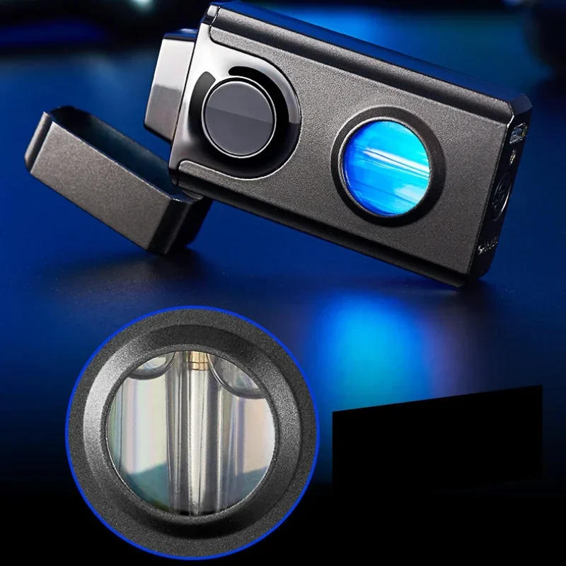 Description Picture 5 of itemIntelligent Voice Controlled Dual Fire Butane Gas Lighter 4 Ignition Modes Blue Light Visible Gas Window USB Electric Lighters