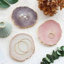 10cm Agate Piece Jewelry Display Board Round Resin Nail Painting Palette Props Exquisite Cup Coasters Home Kitchen Decoration