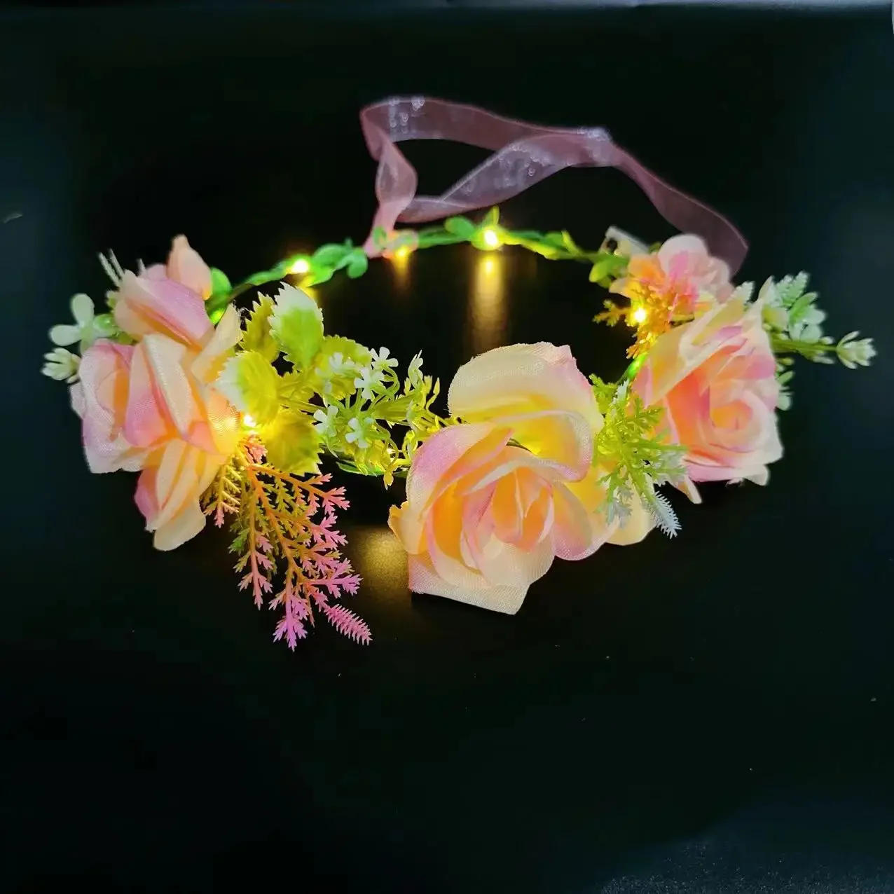 Description Picture 6 of itemLight Up Flower Crown Headband s  Glow Party Favors for Brides Bridesmaids Women Girls Wedding Festival