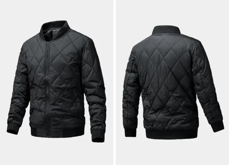 Description Picture 5 of item2024 Men Winter Parka Thick Warm Quilted Jacket Collar Coat Zipper Waterproof Outerwear Solid Korean Fashion Clothing