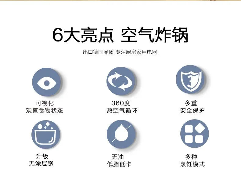 Description Picture 5 of itemHousehold Multifunctional Automatic Oil-free Electric Fryer Machine, Convection Oven, Glass Transparent Visible Air Fryer