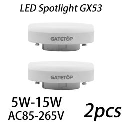 2pcs LED spotlight GX53 wardrobe light grille light AC85-265V 5W-15W no flickering 100LM/W warm white light suitable for kitchen