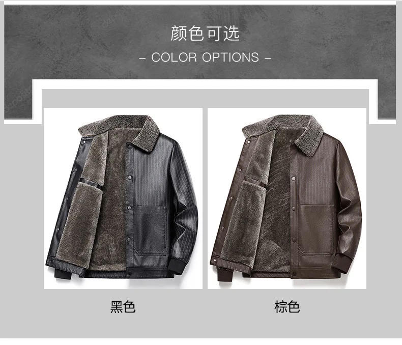 Description Picture 5 of itemMens Leather Jacket  High Quality  PU Coat Wholesell Price Autumn And Winter Artificial  Faux Jacket For Man Size L-5XL