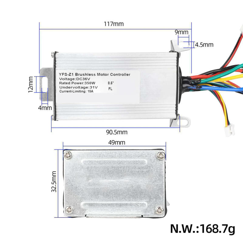 Description Picture 5 of item36V 350W 15A Brushless Controller For Electric Bike/Trycycle/E-Scooter Motor Controller Dashboard Accelerator Replacement Parts
