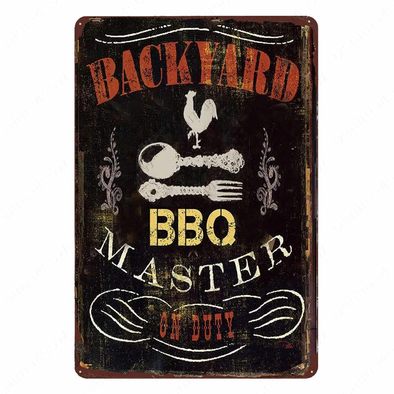 Description Picture 5 of itemBackyard BBQ Sign Vintage Grill King Metal Tin Sign Bar Pub Garden Decor Dad's BBQ Wall Plate Chillin&Grillin Retro Plaque N377