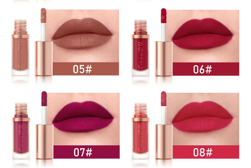 Description Picture 6 of item12 Color Sexy Long Lasting Velvet Matte Lip Gloss Liquid Lipstick Lip Makeup Women Beauty Red Nonstick Cup Waterproof Lip Gloss