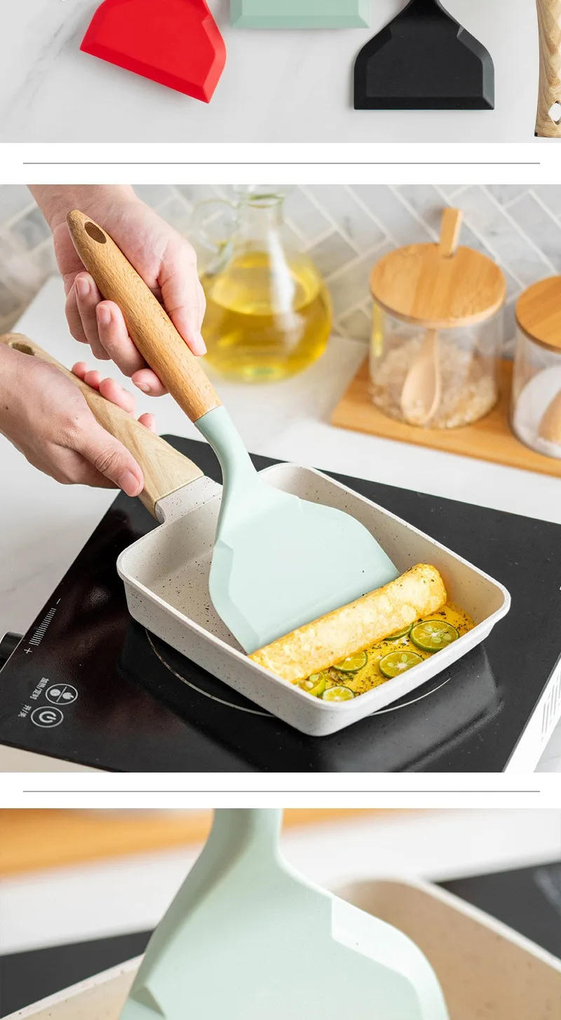 Description Picture 3 of itemHigh Temperature Resistance Kitchen Tools Non-stick Turners Cooking Utensils Silicone Spatula Wide Pizza Shovel Food Lifters