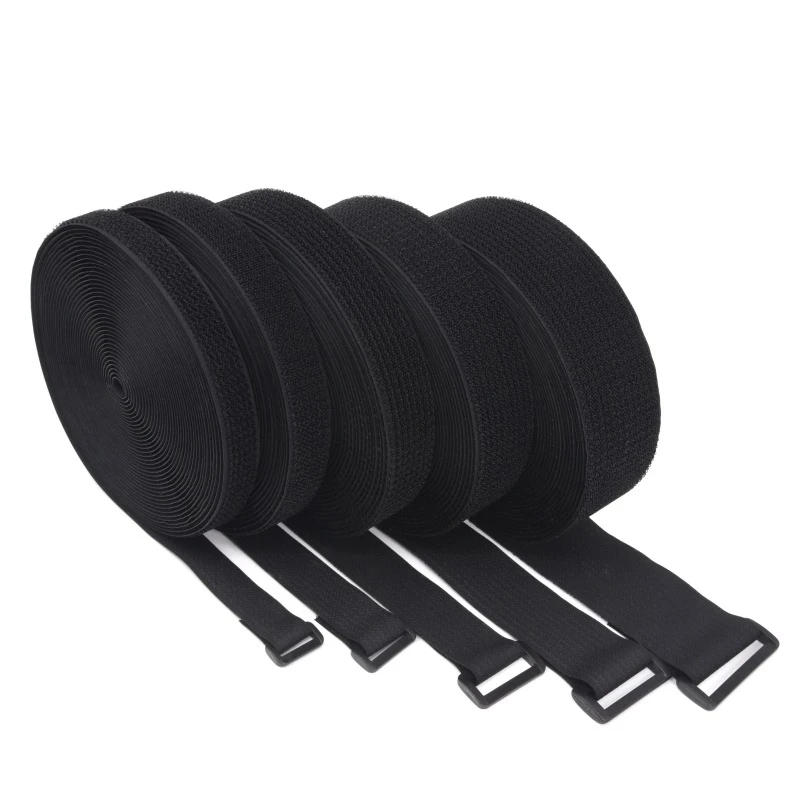 Description Picture 6 of item2M Reusable Nylon Hook Loop Fastening Cable Tape Cut-to-Length Self-Adhesive Securing Strap With Buckle For Organizer Or Storage