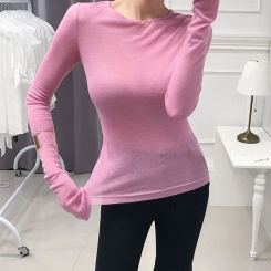 Sexy Shirt Women T-Shirt Long Sleeve Korean Style Slim Basic Elasticity Tshirt Top Womens Clothing T Shirt Femme