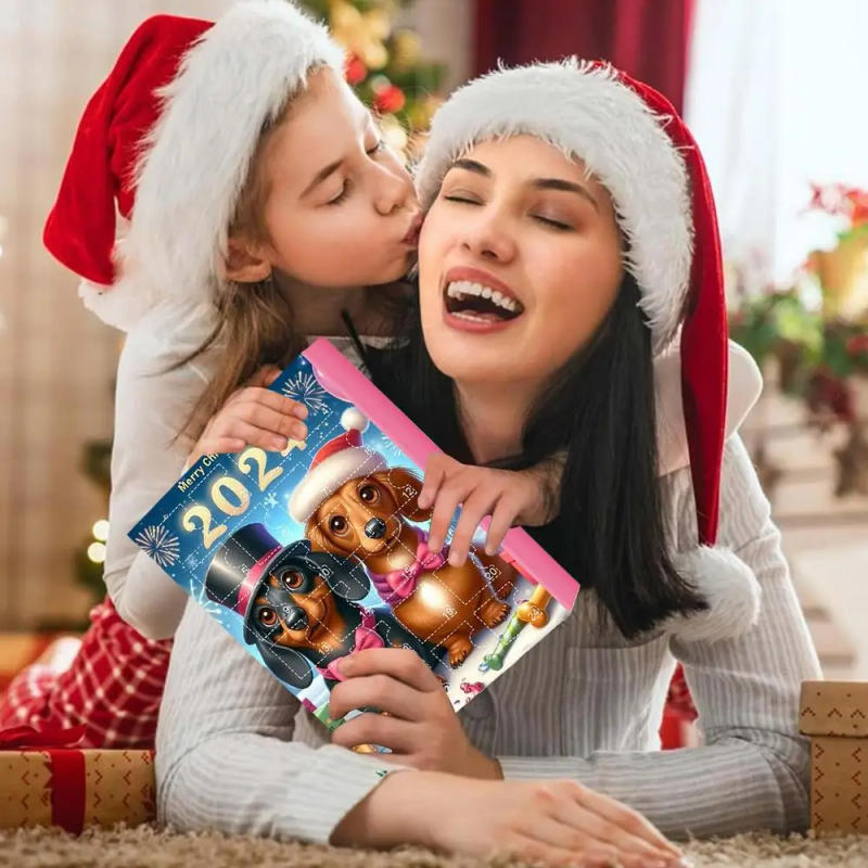 Description Picture 3 of itemChristmas Dachshund Advent Calendar Dog Pendants Countdown Calendar Advent Calendar Countdown Calendar 2D Flat Acrylic Dog