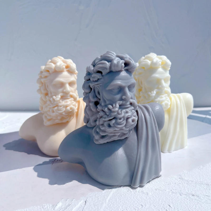 Description Picture 5 of itemGreek Mythology Figures Sculpture Candle Mold Antique Zeus Bust Statue Silicone Mould Home Art Decoration Soy Wax Molds