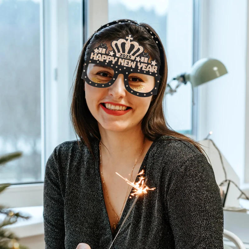 Description Picture 5 of item12Pcs New Years Eve Paper Glasses 2025 Paper Glasses Eye Decoration Funny Eyeglasses Cosplay Sunglasses Party Photobooth Props