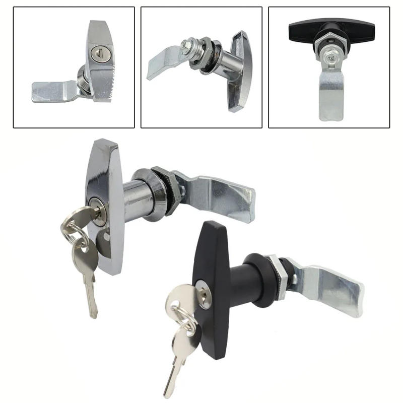 Description Picture 3 of item1pcs T Handle Lock With Keys Caravan Garage Shed Campervan Door Locks Home Improvement Garage Toolbox Electrical Box Lock