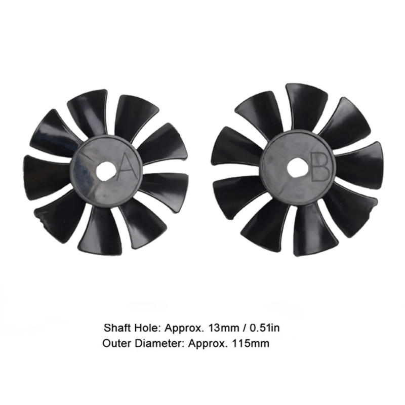 Description Picture 4 of item2 Pcs Air Compressor Black Fan Blade Oil-free Air Pump Motor 550W 750W Cooling Fan Plastic Fans 13mm Shaft Hole 115mm Diameter