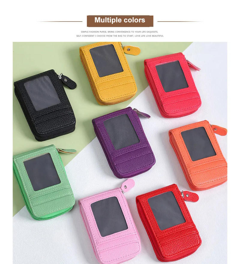 Description Picture 4 of item1pc Organ Card Bag Korean Edition Portable Women's Short Bank Card Cover Business Card Clip Zipper Vertical Handheld Bag