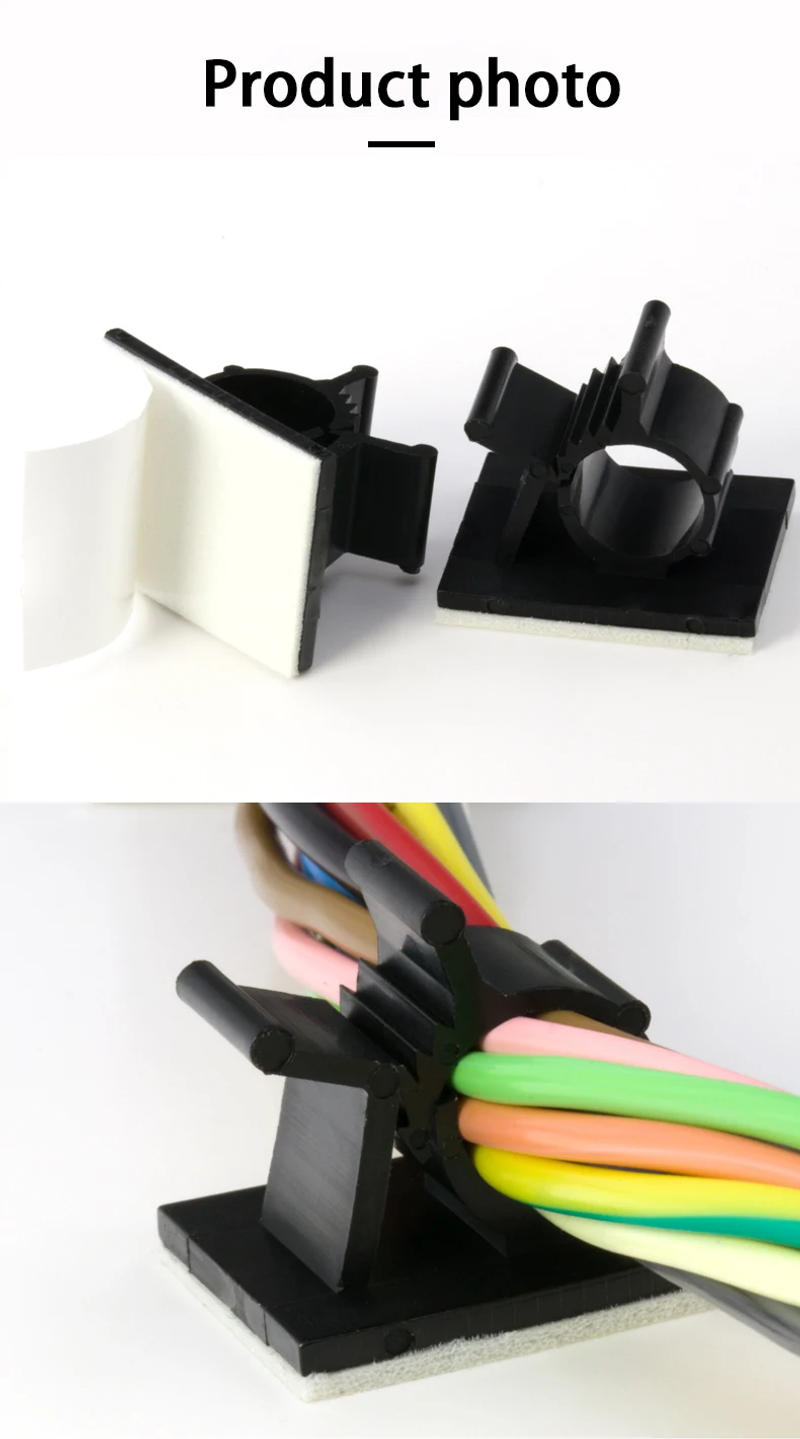 Description Picture 4 of item10pcs Cable Organizer Clips Adjustable Ties Mounts Self-Adhesive Wire Clamp Holder Cord Management For Car PC TV Charging Winder