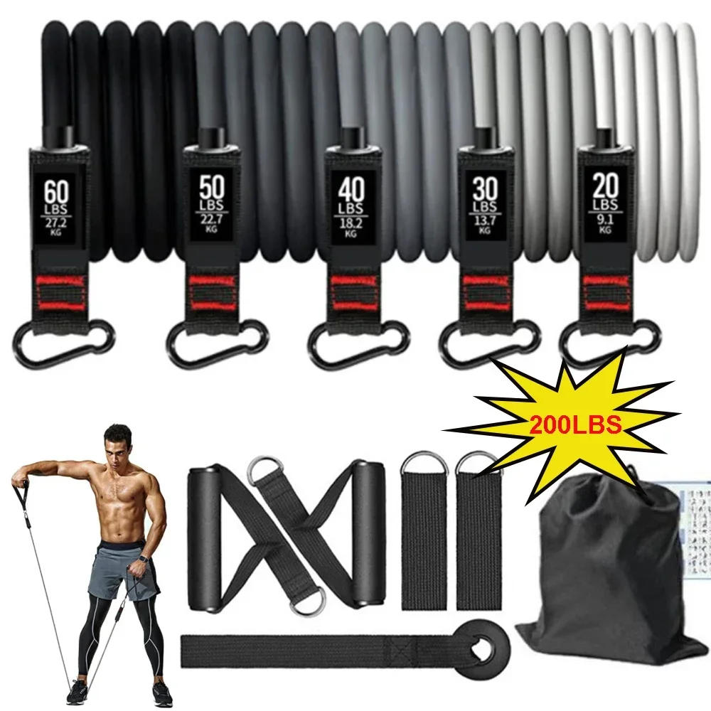 Description Picture 2 of item200LBS/150LBS Fitness Resistance Bands Set Elastic Bands for Exercise Yoga Sports Pull Rope Bodybuilding Workout Exercise Bands