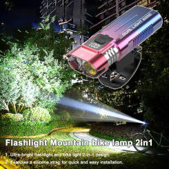 1800mAh Bicycle Light With Light Strap LED Digital Battery Indicator USB Rechargeable Bike Light Waterproof Mountain Bike Lamp