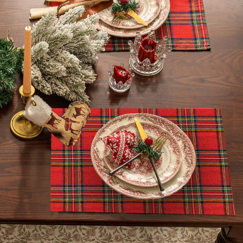 Description Picture 4 of itemTable Napkin Christmas Soft Scottish Tartan Plaid Cloth Napkins Handkerchief Classsic Red Dinner Napkins Festive Decor