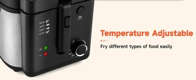 Description Picture 6 of itemSUSTEAS Deep Fryer with Basket, 1500W Electric Deep Fryers for Home Use with Temperature Control, Removable Lid and 2.5L/1.5L