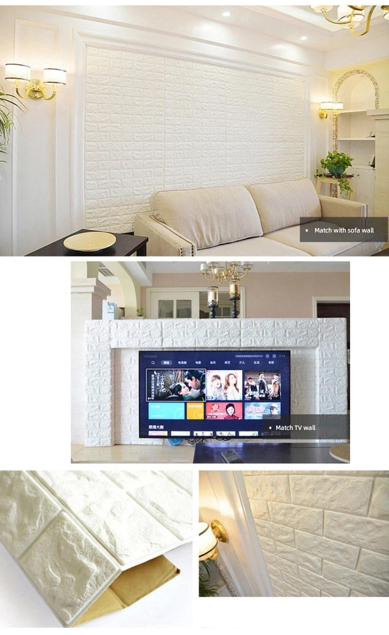 Description Picture 6 of item1pcs 3D Three-dimensional Wallpaper Various Colors Self-adhesive Foam Brick Pattern Waterproof Wall Sticker For Home Decoration