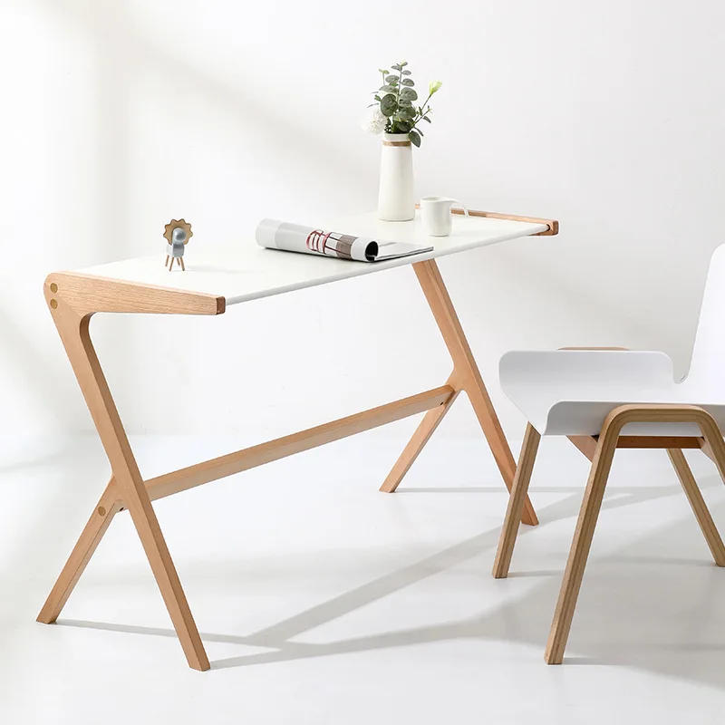 Description Picture 6 of itemNordic study room, solid wood desk, modern simple small apartment desk, home minimalist study long table against the wall