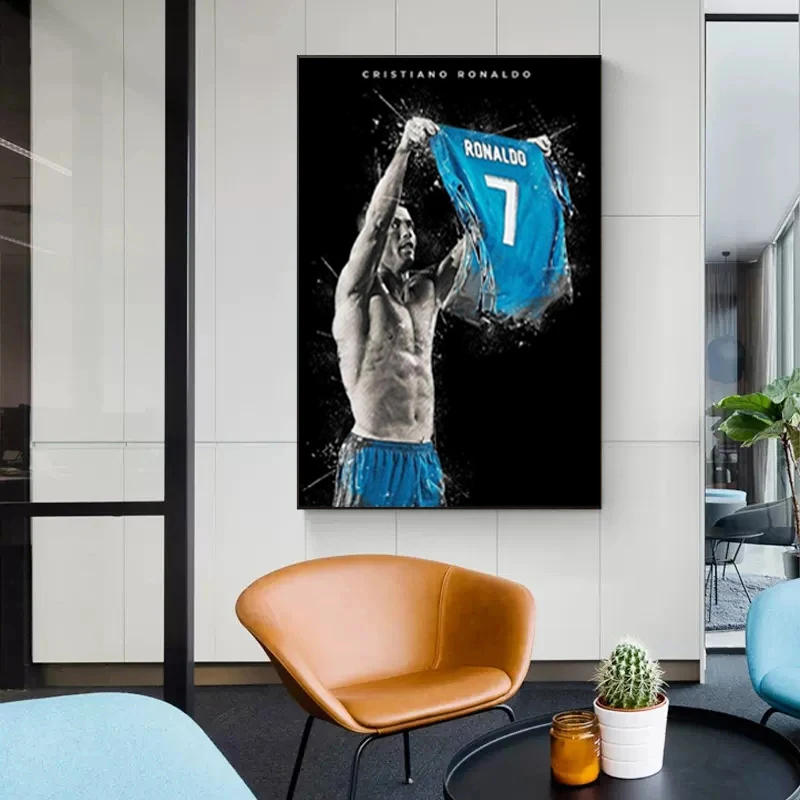 Description Picture 5 of itemFamous Football Star Posters Wall Art Canvas Paintings And Prints Pictures For Home Living Room Decor Soccer Fans Souvenir Gifts