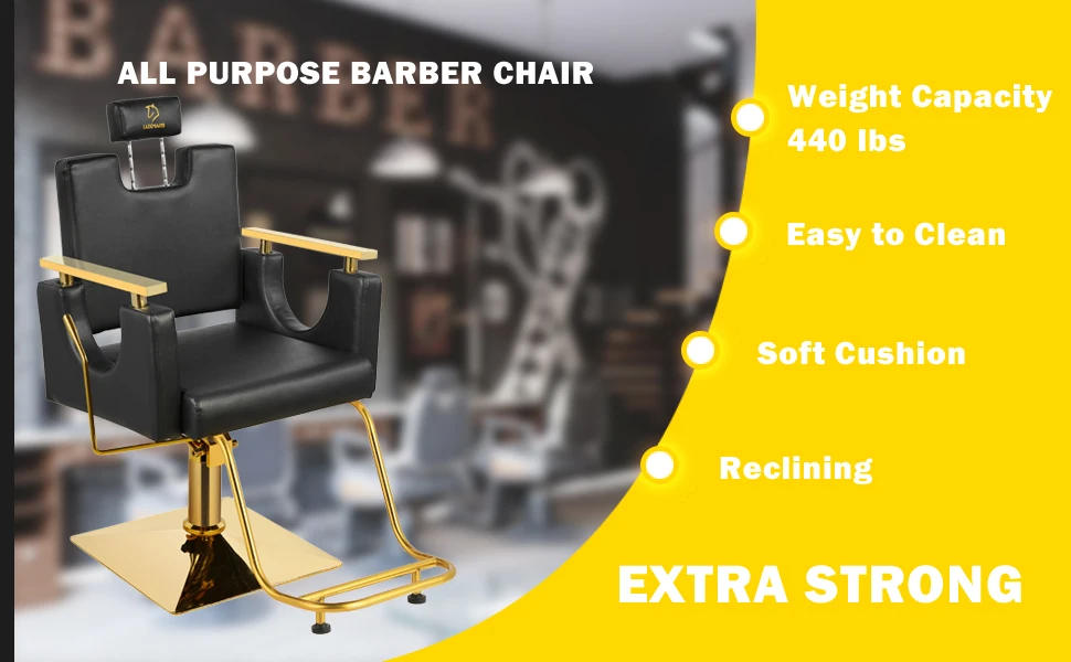 Description Picture 2 of itemChair Hair Chair Salon Chair Hydraulic Rolling Swivel Barber Chairs Reclining Barber Chairs 360 Degree Swivel for Barbers