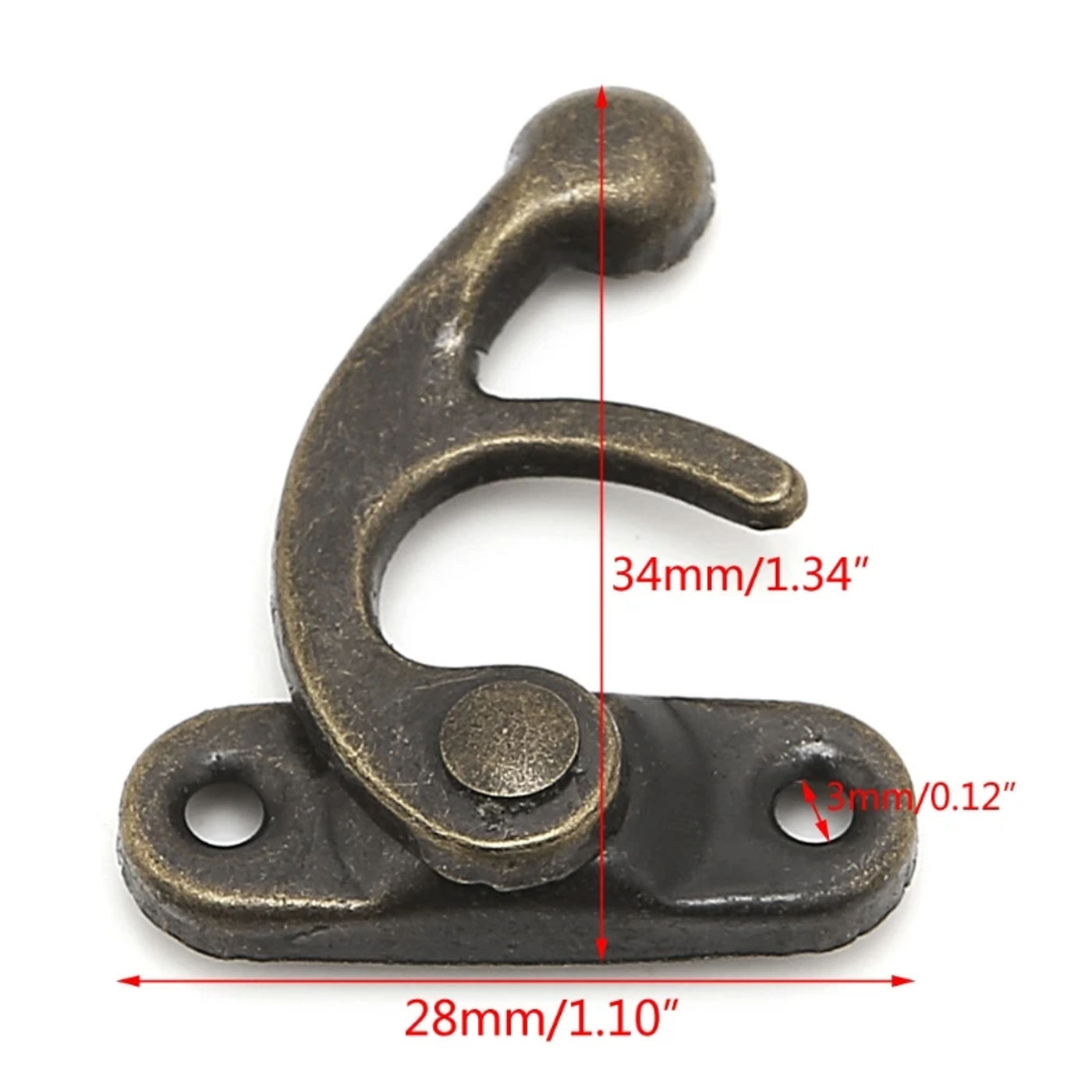 Description Picture 2 of item10x Antique Metal Catch Curved Buckle Horn Lock Clasp Hook Gift Jewelry Box Padl